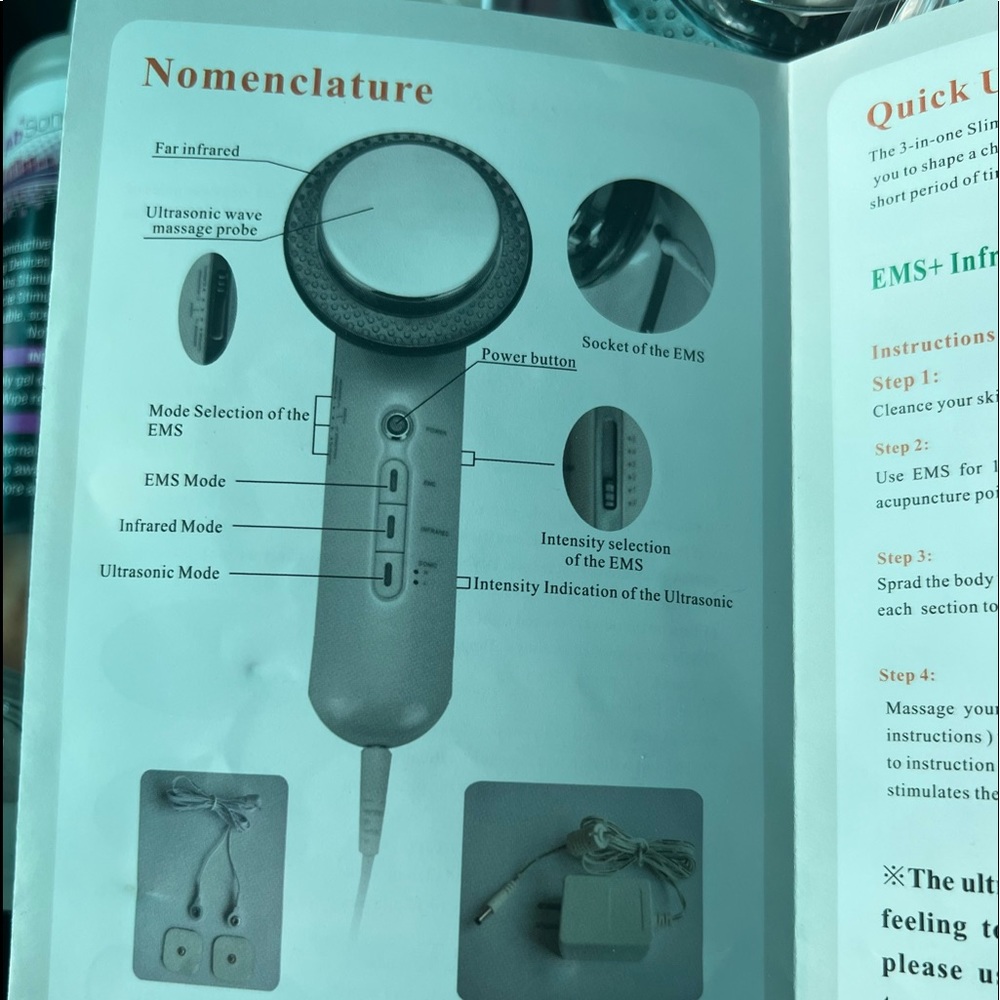 Slimming wand 3 in 1 Fat & Cellulite Remover plus 2 large bottles of gel.